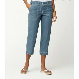 TOMMY BAHAMA Sea Glass Linen Crop Pants NWT Waist 16" Across Inseam 23".